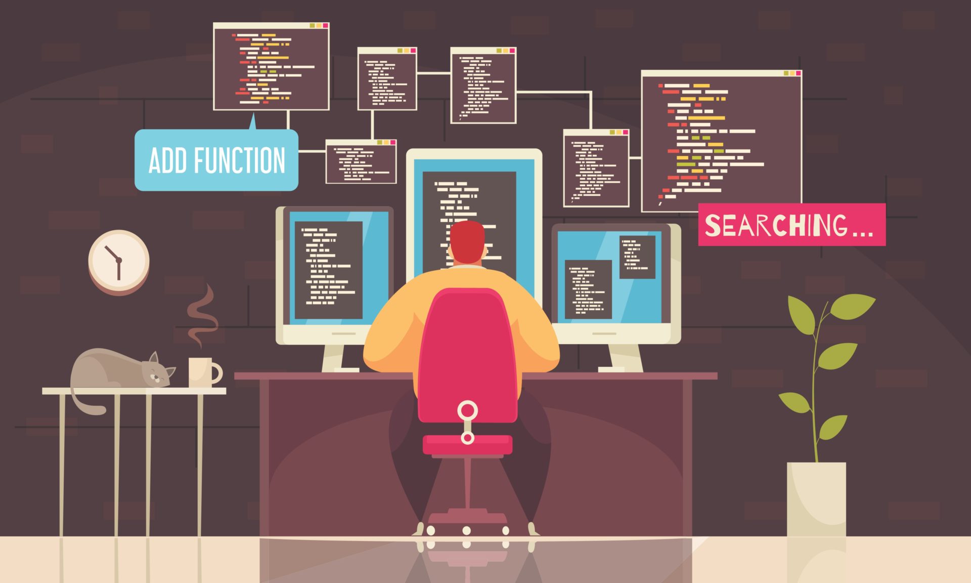 Male professional sitting at a desk searching on his computer