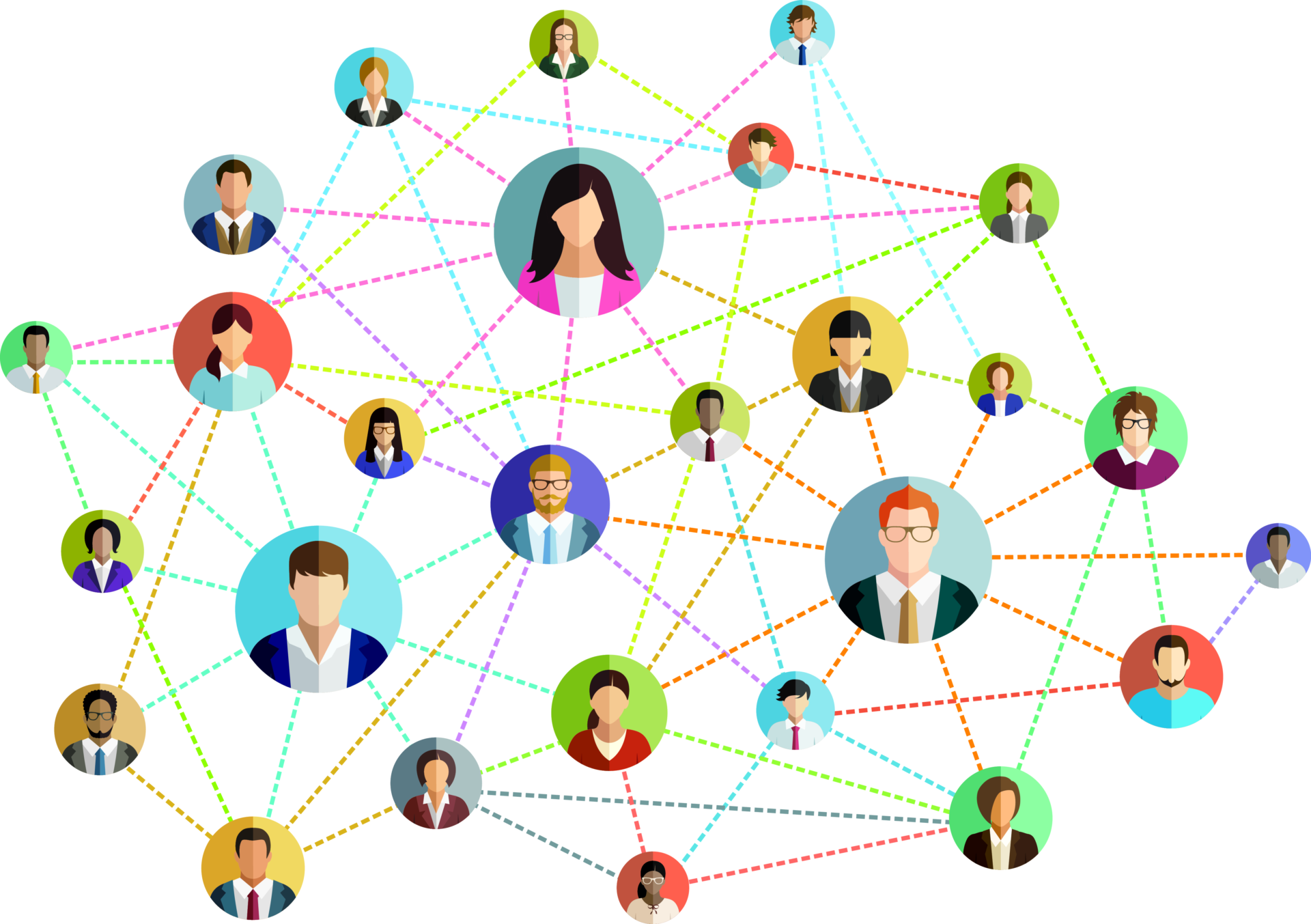 Web connecting all different types of professionals