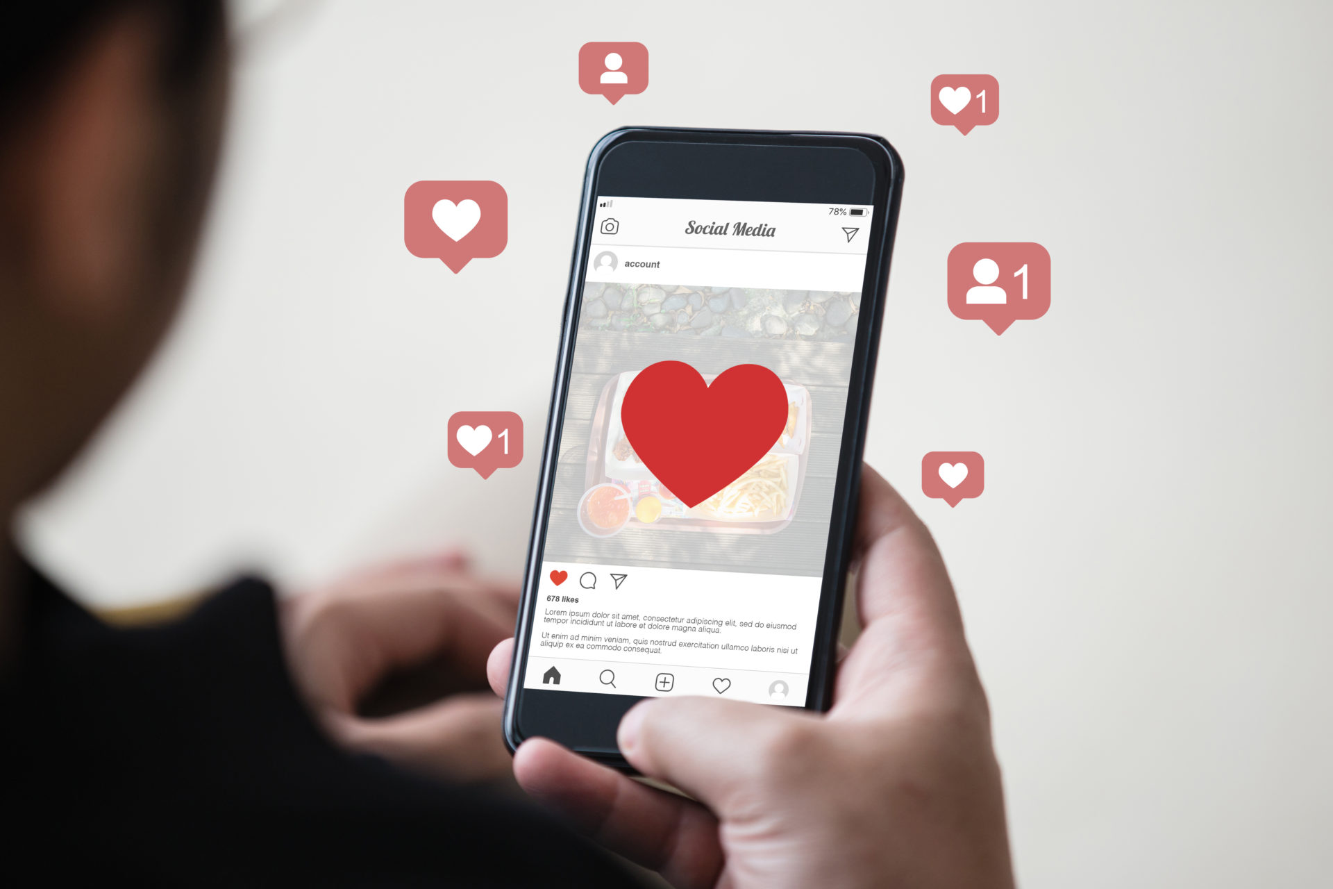 Male looking at his Instagram notifications