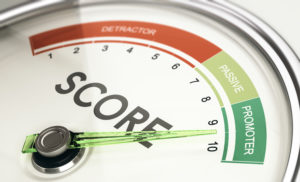 Scale reading the score is "promoter"; Net Promoter Score