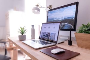Picture of a remote workers workstation