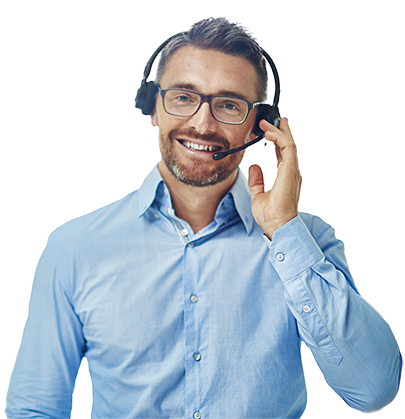 Call center professional on a head set