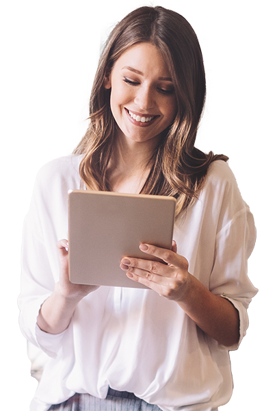 Marketing manager with tablet