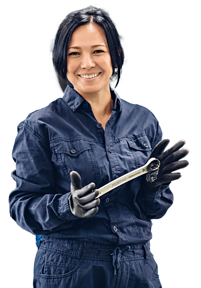 Airplane mechanic with wrench