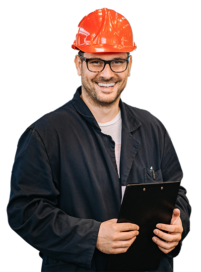 Manufacturing manager in hard hat