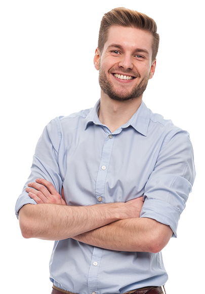 Graphic designer with arms crossed