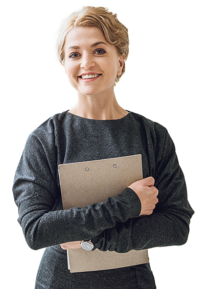 Human Resources manager holding clipboard