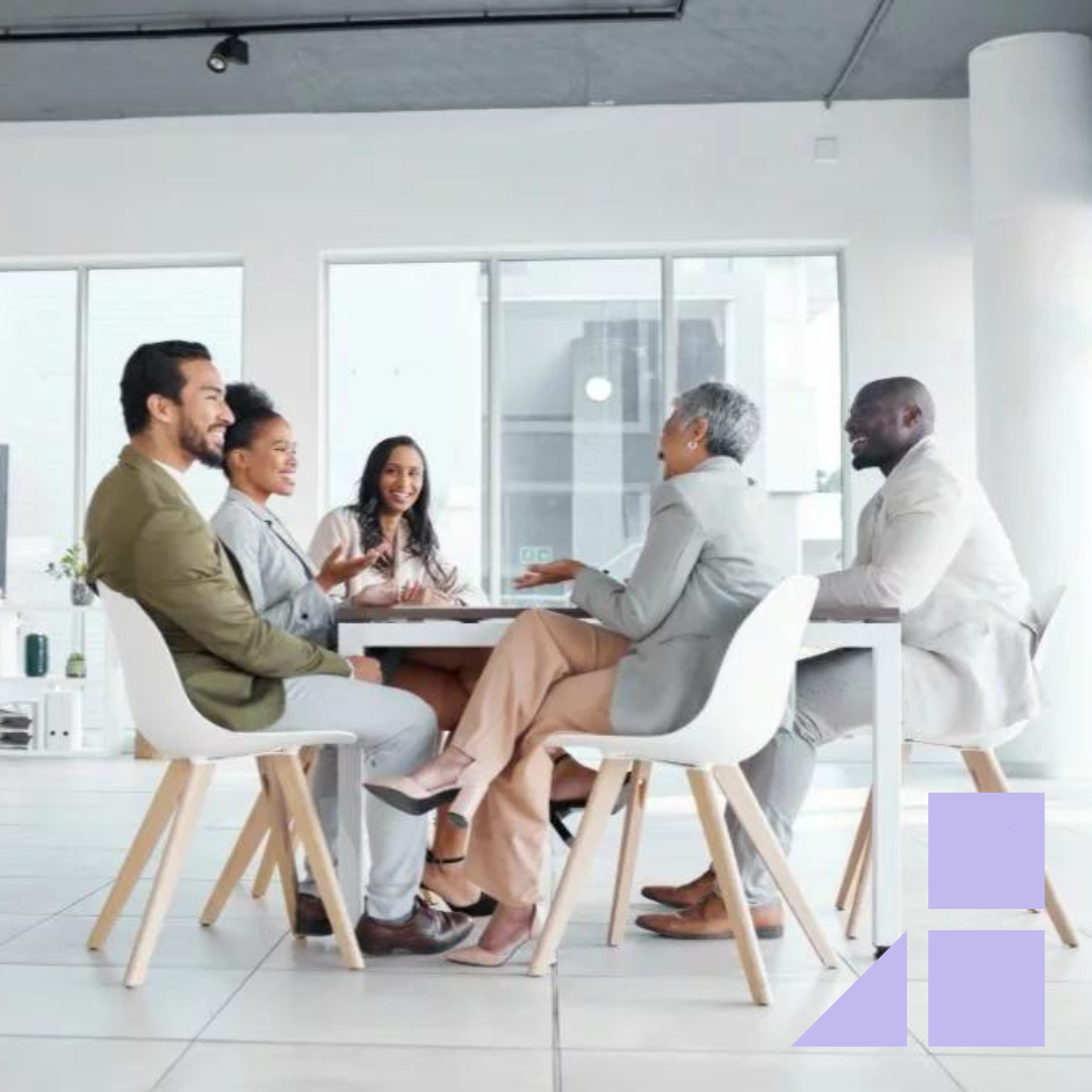 Collaboration and group of diverse professional employees in various in-demand jobs having a business meeting in a modern office