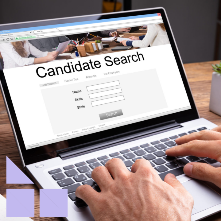 "Candidate Search" website on an applicant tracking system shown on laptop