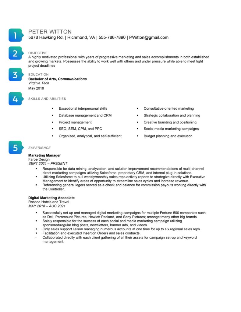 Early Career Resume Sample
