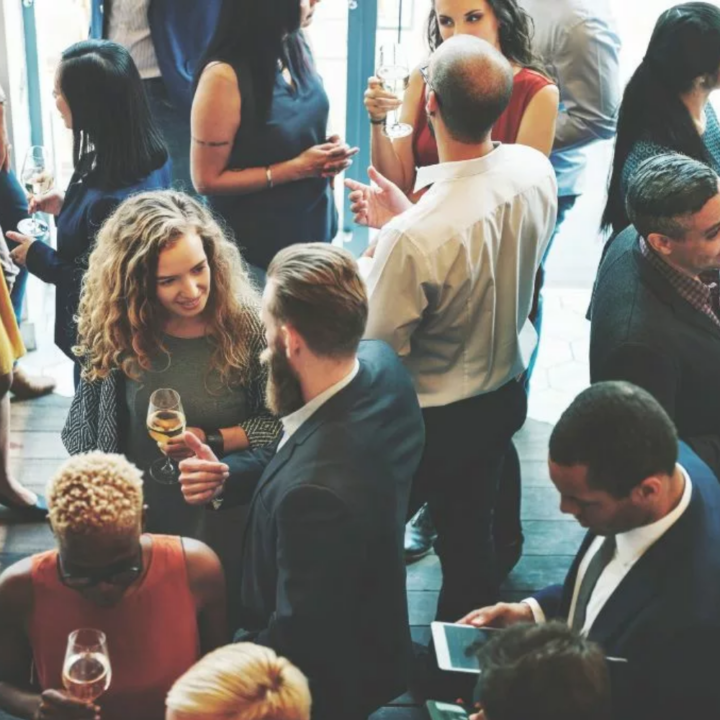 Diverse group of business people having a meetup and networking.