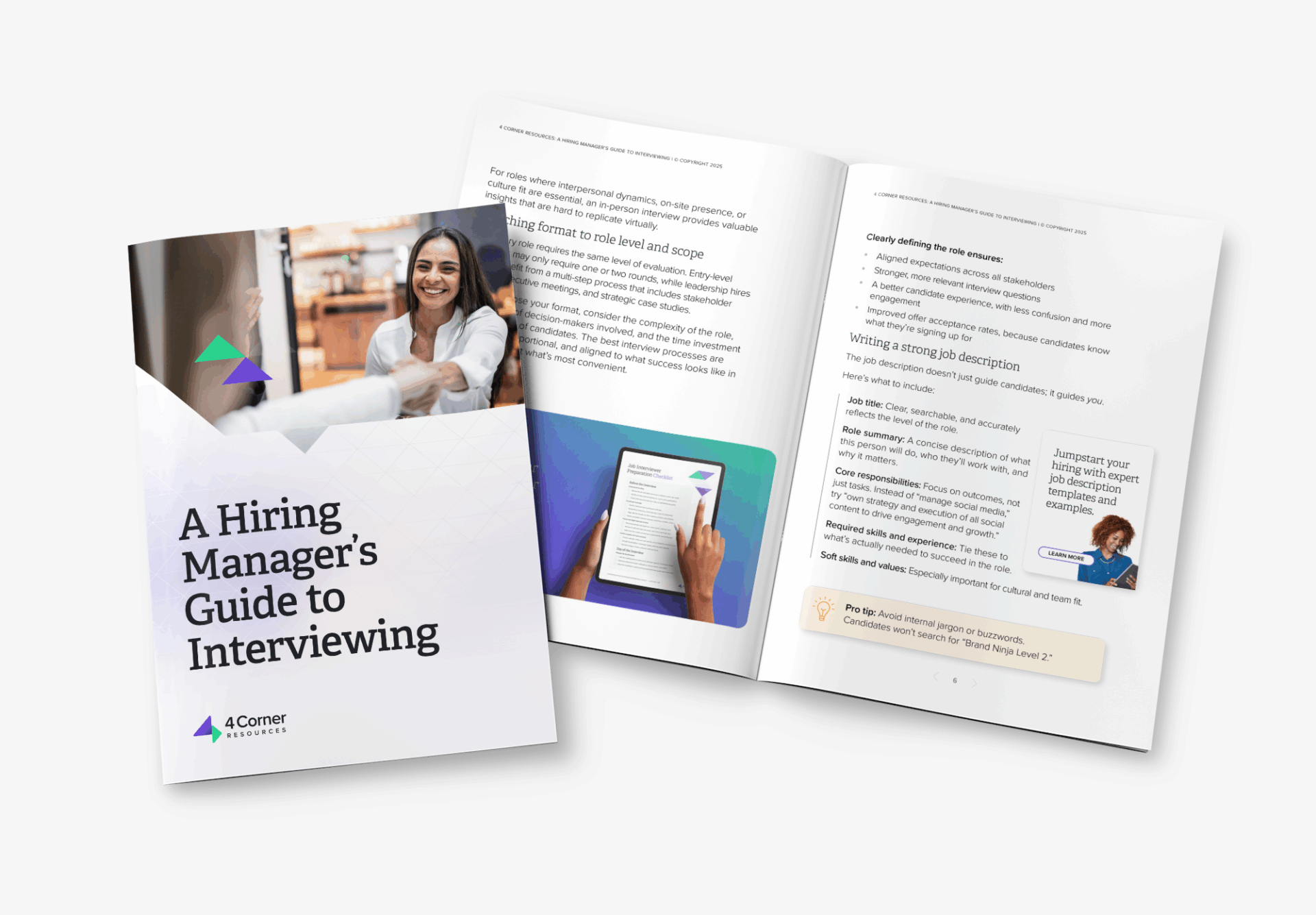 Image of the cover and first section of the Hiring Manager's Guide to Interviewing
