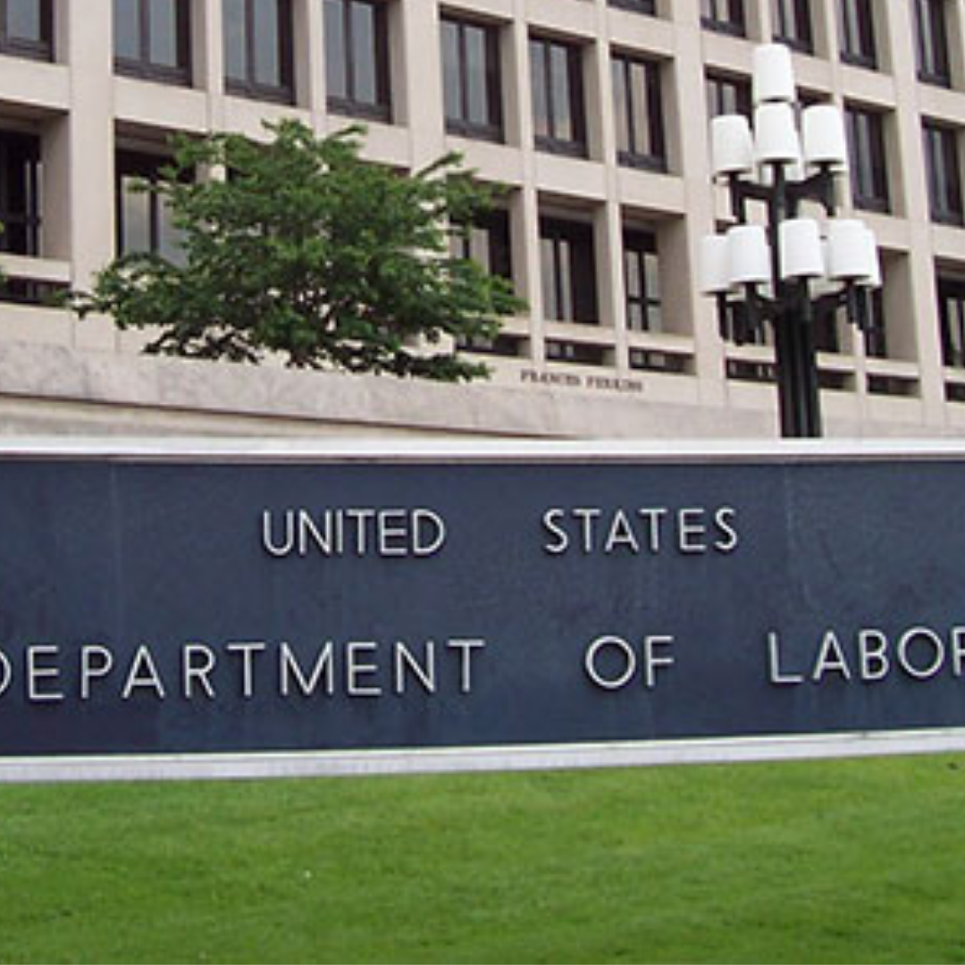 Exterior of the United States Department of Labor building, representing federal labor policy, employment data, workforce regulation, and economic reporting.