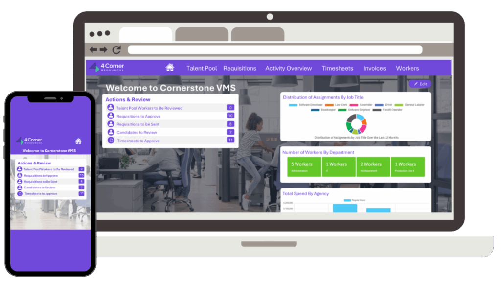 cornerstone vms on laptop and mobile phone