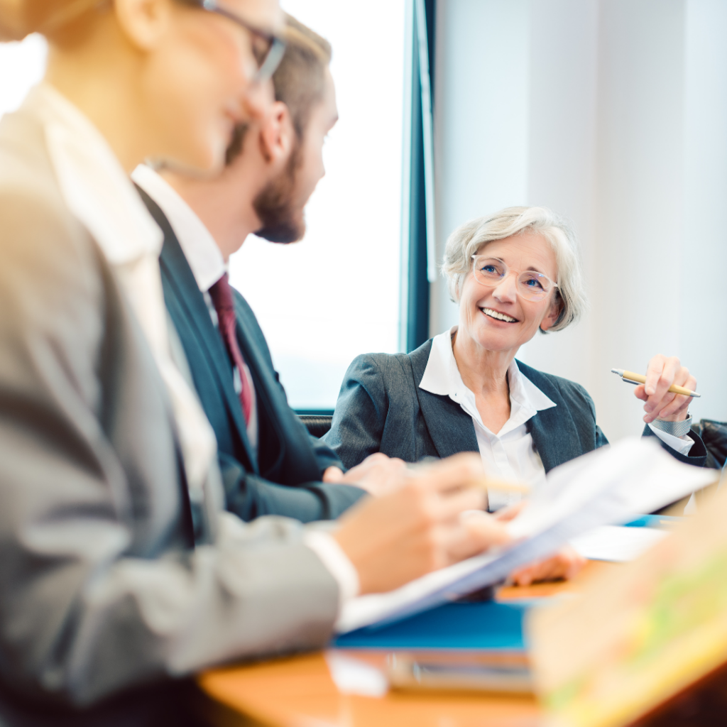 Legal team working together on a case